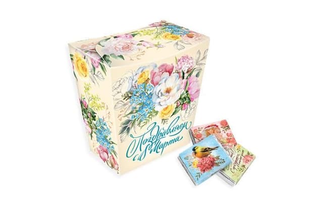 Шоколадный набор к 8 марта «Весна» 230г из 23 шоколадок 10г