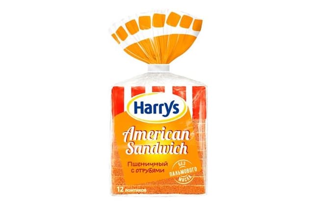 Harrys - хлеб сандвичный Харрис с отрубями 515г [коробка 10 штук]