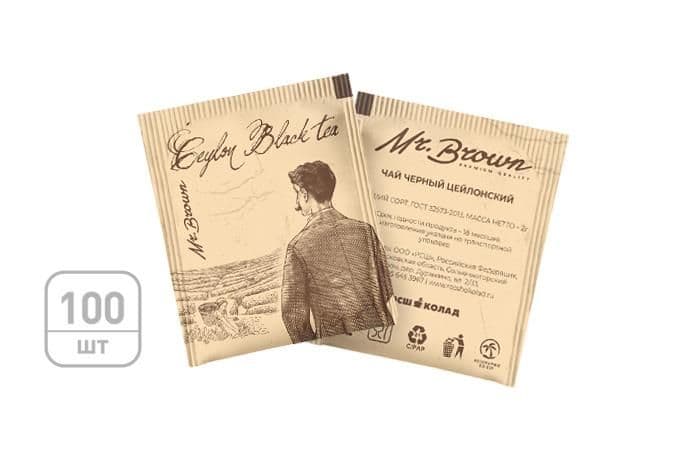 Mr.Brown - чай пакетированный черный цейлон 100х2г 1