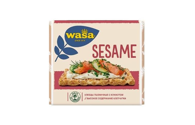 Хлебцы WASA пшеничные SESAME (КУНЖУТ) с кунжутом 200г, в коробке по 12шт.