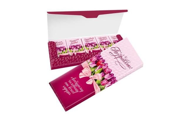 Шоколадный набор «Тюльпаны» 135г из 5 молочных шоколадок 27г