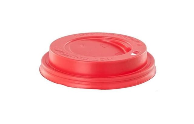 Крышка для стаканов D=90 мм (под 300-400 мл) красная с питейником по 100 шт. [коробка 1000 шт.]