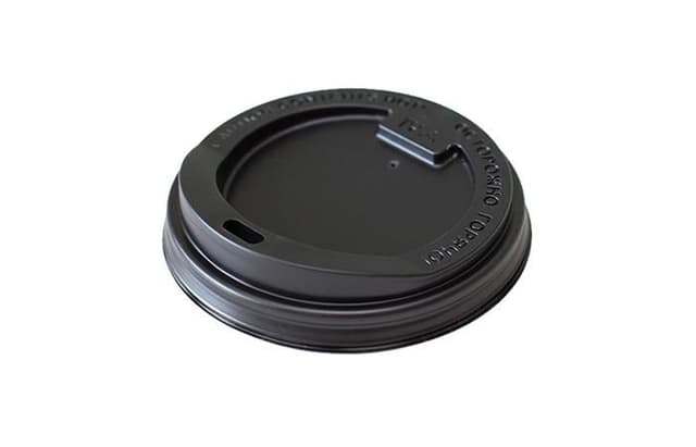 Крышка для стаканов D=80 мм (под 200-250 мл) черная с питейником плотная, 100 шт. [коробка 1000 шт.]