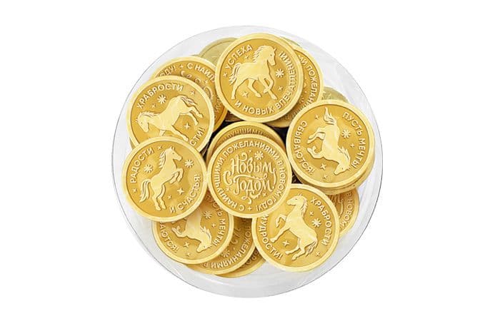 Шоколадная монета «2026 год – Год Лошади» 6г, молочный шоколад в тубах по 60 штук