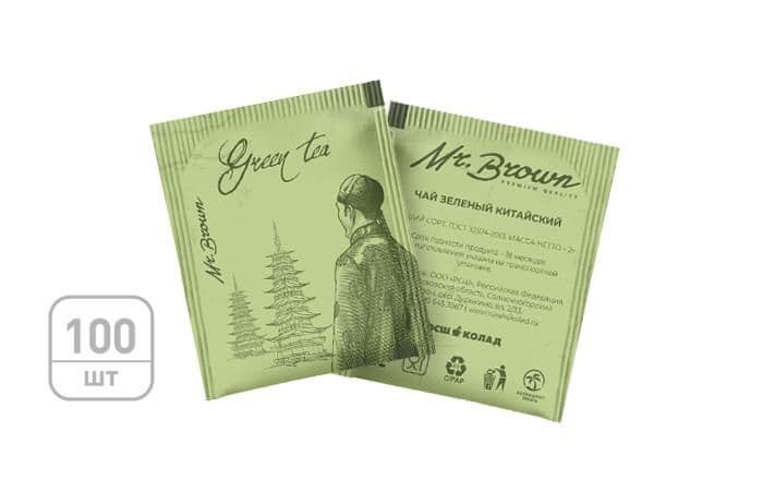 Mr.Brown - чай пакетированный зеленый китайский 100х2г 1