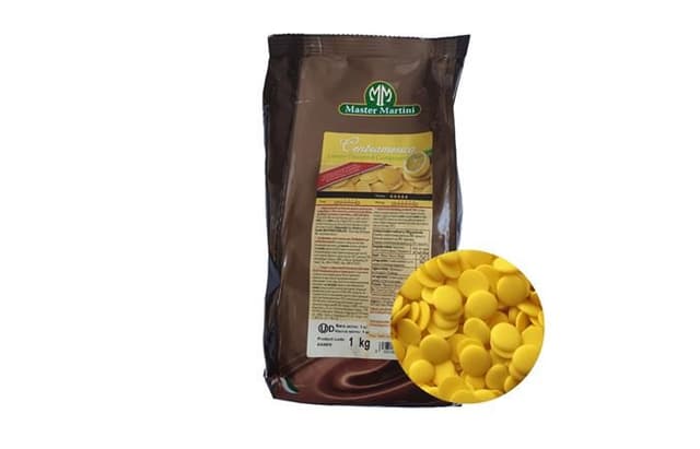 Master Martini – Глазурь "Centramerica Giallo Limone Dischi «Чентрамерика Джалло Лимоне Диски»" 1 кг в коробке 10*1кг.