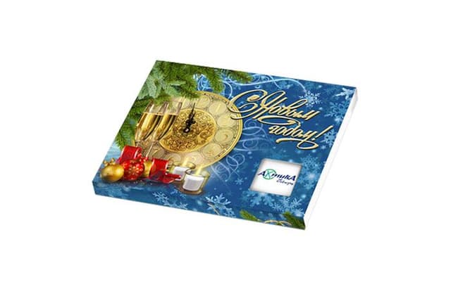 Новогодний шоколадный набор «Пенал» из 12 шоколадок 5г [60г] коробка «Шампанское» шоколад с лого заказчика