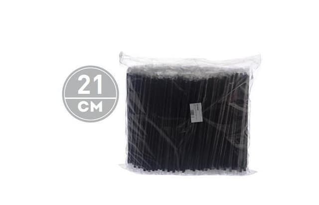 Трубочки для коктейлей, прямые, черные, в инд.уп. 21см, D=7мм, в упаковке по 200/250/500шт.
