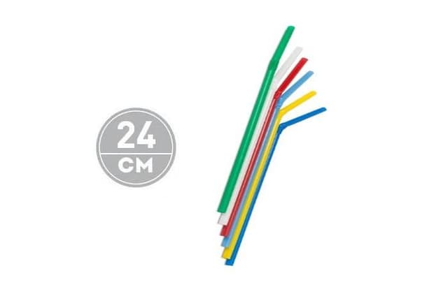 Трубочки для коктейлей, гофра, цветные-ассорти, 24см, D=8мм, пластик, в упаковке по 250шт.
