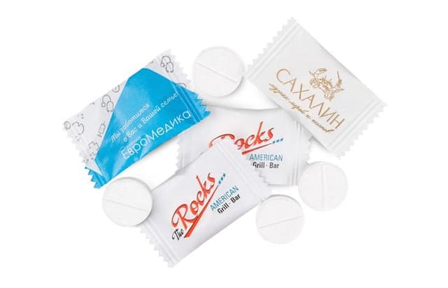 Мятная освежающая конфета с логотипом заказчика