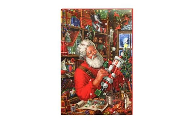 Новогодний адвент-календарь «Дед Мороз и подарки» молочный шоколад 72г в коробках по 24 штуки