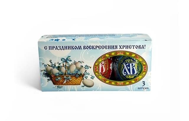 Набор шоколадных яиц «Пасха» голубой 3х20г [в коробе 24 набора]
