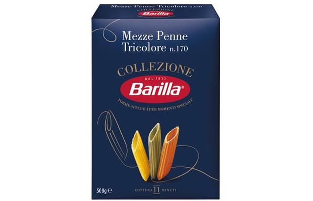 Barilla (БАРИЛЛА) – Мецце Пенне (MEZZE PENNE TRICOLORE COLLEZIONE №170), 500г в коробках по 14 штук