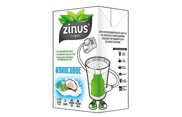 ZINUS - Кокосовый напиток 1л (1,8%) в упаковке по 12шт.