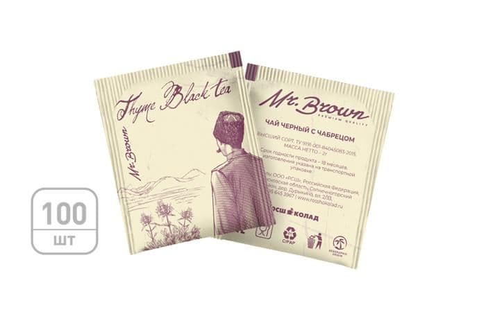 Mr.Brown - чай пакетированный черный с чабрецом 100х2г 1