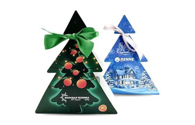 Новогодний Шоколадный набор «Ёлочка» 60г из 12 шоколадок 5г с логотипом клиента
