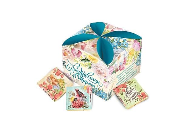 Шоколадный набор к 8 марта калейдоскоп "Весна" 100г из 20 шоколадок 5г