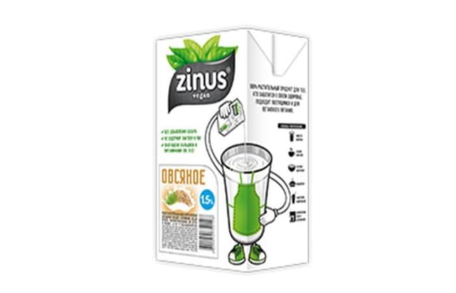 ZINUS - Овсяный напиток из пророщенного овса 1,8% 1,0л в упаковке по 12шт.