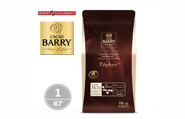 Barry Callebaut - Белый шоколад 34% какао Zephyr CHW-N34ZEPH-2B-U73 1кг в коробке по 6шт.