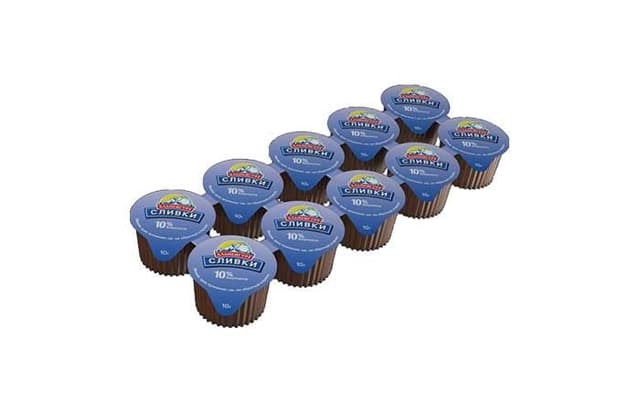 (М)(Ч/З) Сливки 10% жидкие порционные «Альпенгурт», упаковка 10х10г, в коробка 20 упаковок