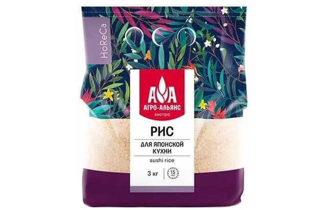 Агро-Альянс – рис для японской кухни (суши) «HoReCa» 3кг [коробка 4 штуки]