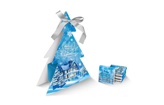 Новогодний шоколадный набор «Елочка» 60г из 12 шоколадок 5г стандартный дизайн