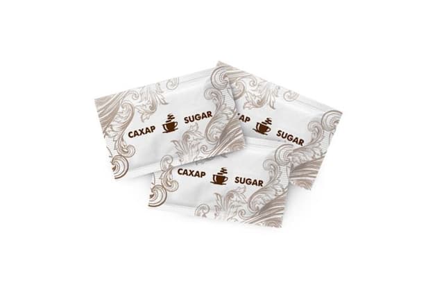 Сахар порционный пакетик 5г стандартный дизайн в коробках по 10 кг