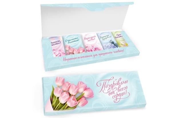 Шоколадный набор «Букет» 135г из 5 молочных шоколадок 27г