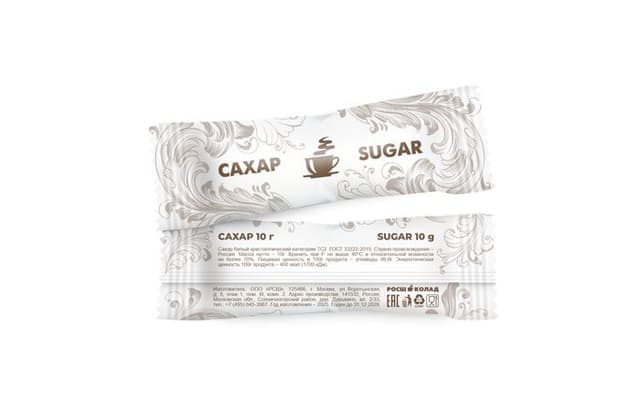Сахар порционный стик 10г стандартный дизайн [коробка 10кг]