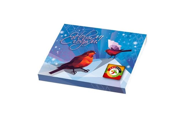 Новогодний шоколадный набор «Пенал» из 12 шоколадок 5г [60г] коробка «Снегири» шоколад с лого заказчика