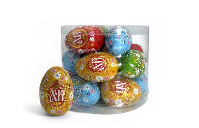 Пасхальные шоколадные яйца в тубах по 18 штук [ecom]