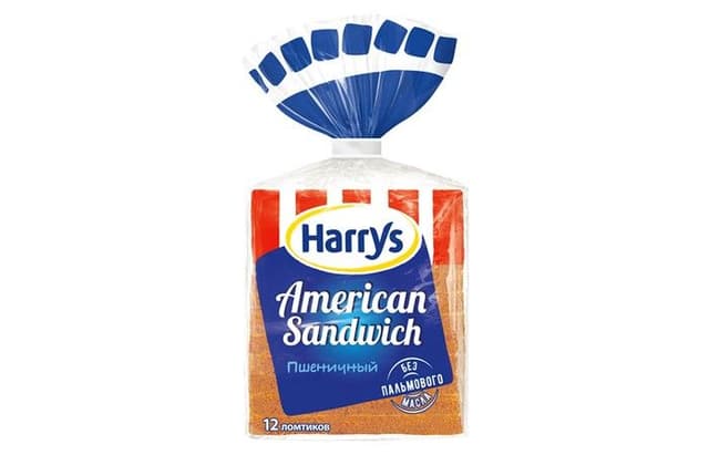 Harrys - хлеб сандвичный Харрис пшеничный 470г в коробке 10 штук