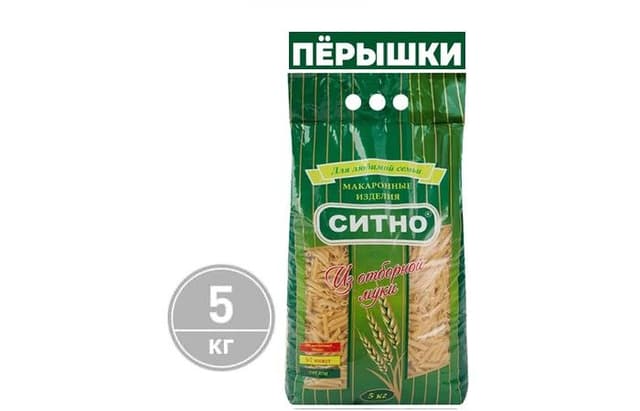 СИТНО – Макароны Перышки 5кг, группа B, в упаковке по 3шт.