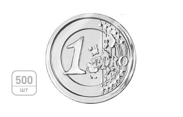 Шоколадные монеты «Евро», 6г, молочный шоколад в серебряной фольге, в коробках по 500 штук