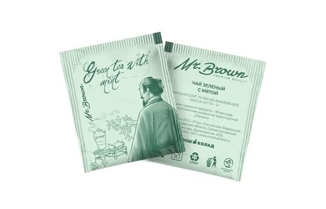 Mr.Brown - чай пакетированный зеленый с мятой 300х2г в конверте