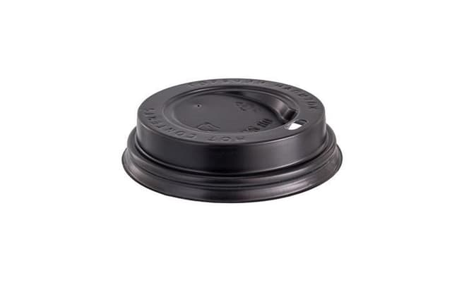 Крышка для стаканов D=80 мм (под 200-250 мл) черная с питейником, 100 шт. [коробка 1000 шт.]