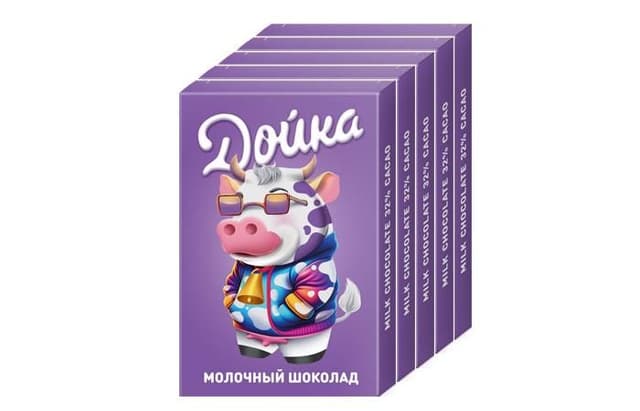 Набор шоколада 5х50г «Дойка» молочный в картонной упаковке