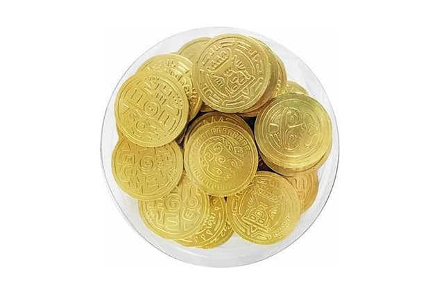 Шоколадная монета «Золото Майя», горький шоколад в золотой фольге, в тубе по 60шт.