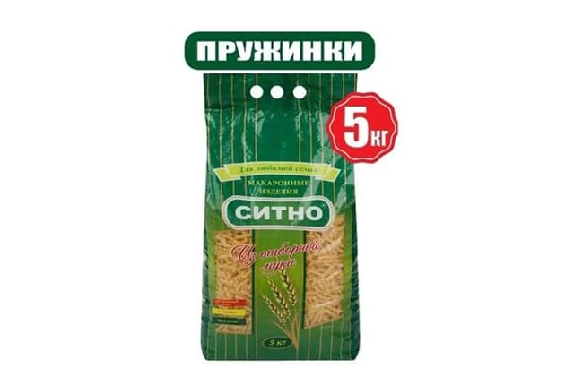 СИТНО – Макароны Пружинки 5кг, группа B, в упаковке по 3шт.