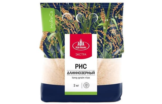Агро-Альянс – рис длиннозерный белый «HoReCa» 3кг [коробка 4 штуки]