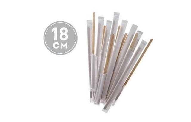 Размешиватель деревянный 180мм в индивидуальной упаковке в коробках по 500 шт