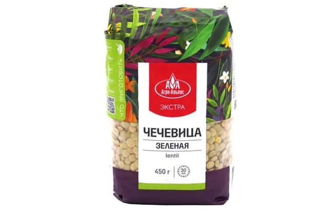 Агро-Альянс – Чечевица зеленая (8х0,45) "АА Экстра-2" 450г, в коробке по 8шт.