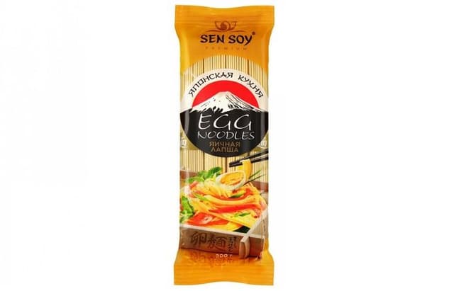 Лапша яичная "Egg NOODLES" пакет 300гр  коробка 24 шт.  [Сэнсой]