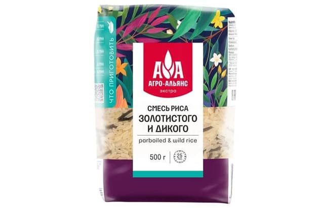 Агро-Альянс – смесь золотого и дикого риса Экстра 500г в упаковке по 8 штук